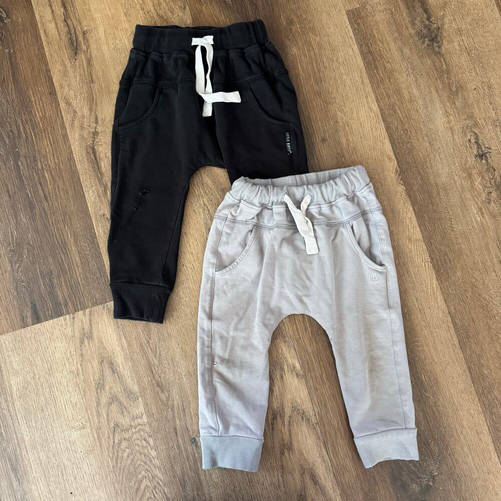 Little Bipsy Jogger Pants, Bundle of 2: Black and Gray